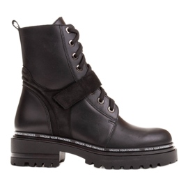 Marco Shoes Botas femininas com fundo grosso interessante preto