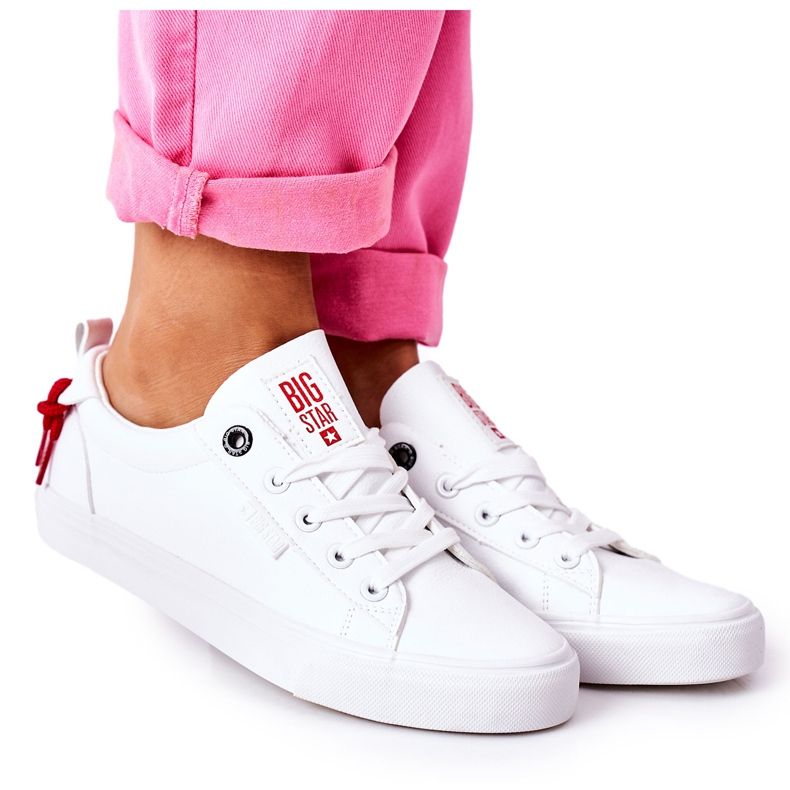 Tênis feminino de couro Big Star GG274160 branco