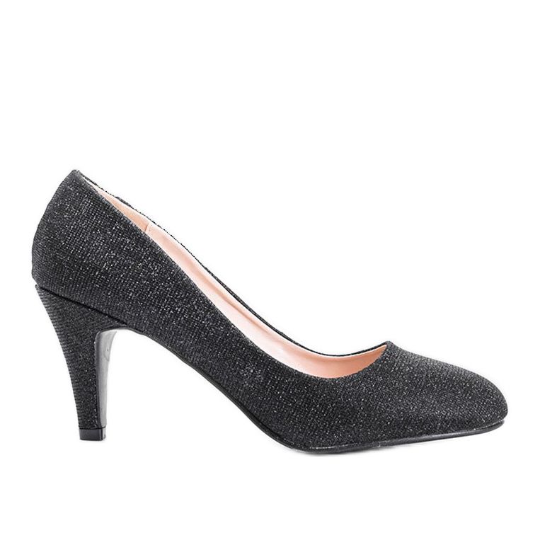 Sapatos pretos brilhantes com salto agulha Zarila