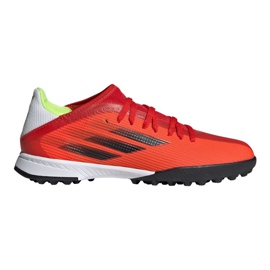 Chuteiras Adidas X Speedflow.3 Tf Jr FY3321 multicolorido laranjas e tintos