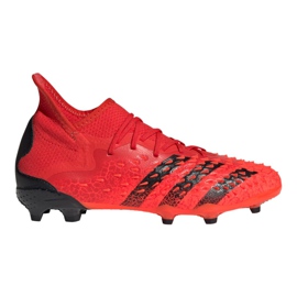 Chuteiras Adidas Predator Freak.1 Fg Jr FY6262 vermelho laranjas e tintos