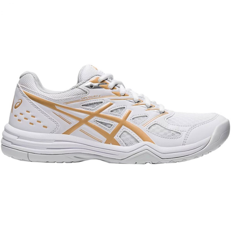 Tênis Asics Upcourt 4 W 1072A055 103 voleibol ouro branco branco