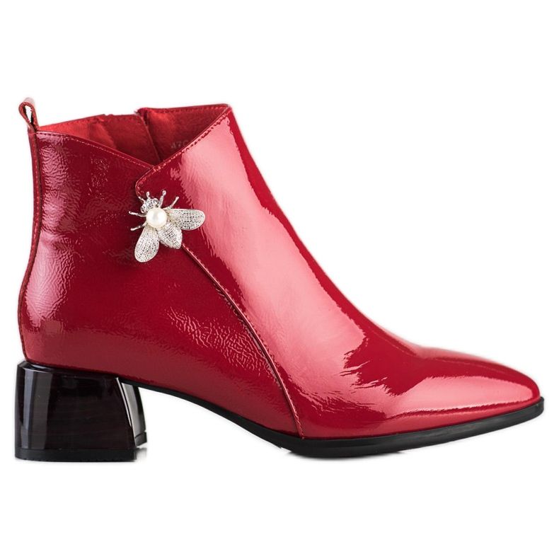 ARTIKER Botas de couro elegantes com enfeite vermelho