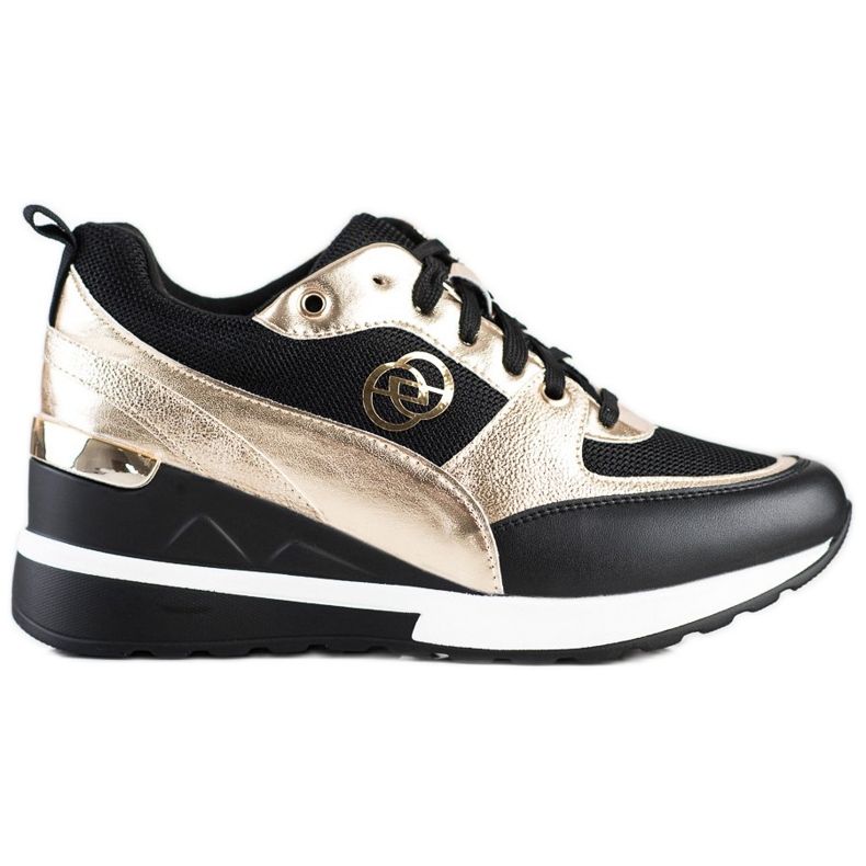 Evento Tênis de cunha da moda preto dourado