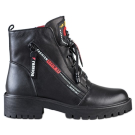 ARTIKER Trabalhadores de couro com zíper decorativo preto