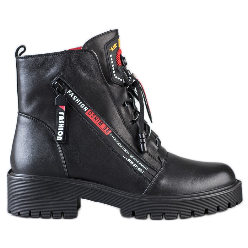 ARTIKER Trabalhadores de couro com zíper decorativo preto