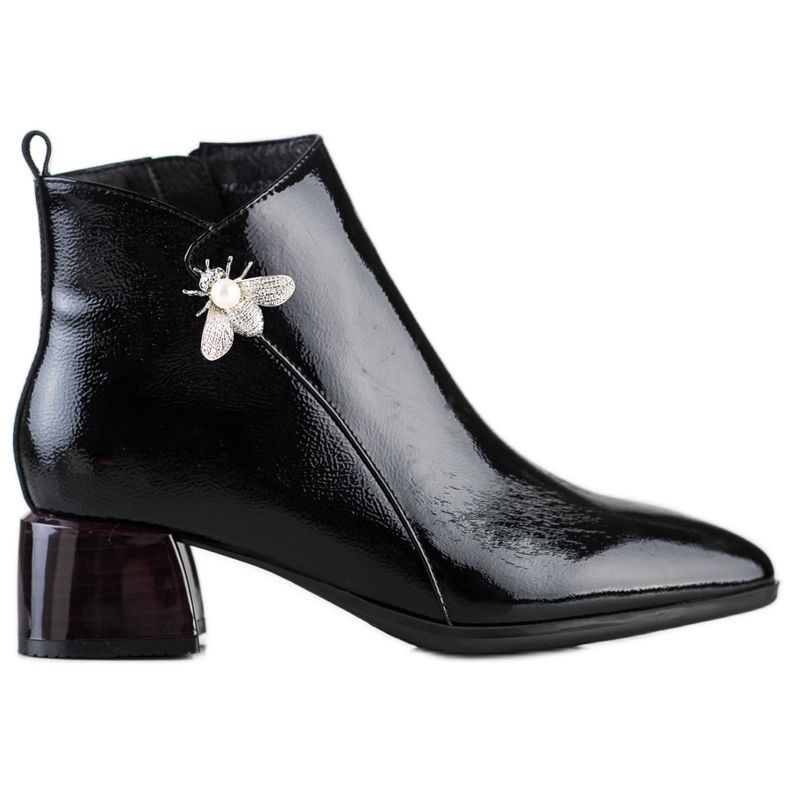 ARTIKER Botas de couro elegantes com enfeite preto