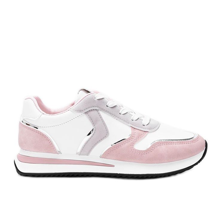 Tênis branco e rosa com detalhes metálicos Delta Tênis branco e rosa com detalhes metálicos Delta