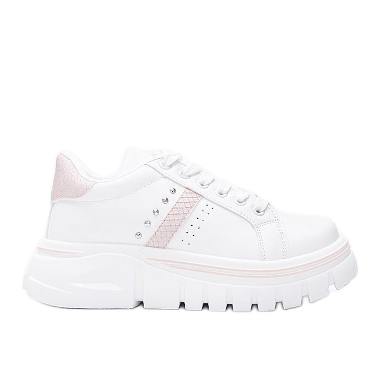 Tênis branco com detalhes bege em sola alta Alasana