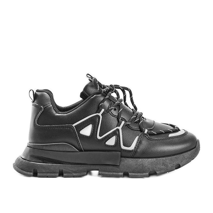 Tênis preto com inserções reflexivas Filua