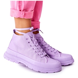 FJ1 Tênis de cano alto em trissy violeta de sola grande roxo