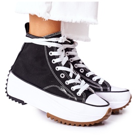 FJ1 Tênis de cano alto na plataforma Electric Love Black branco preto