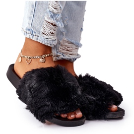 FJ1 Chinelos pretos de borracha macia com pele