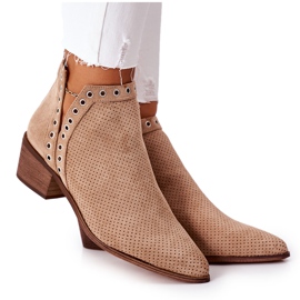 Botas Openwork Com Recortes Beige Western bege