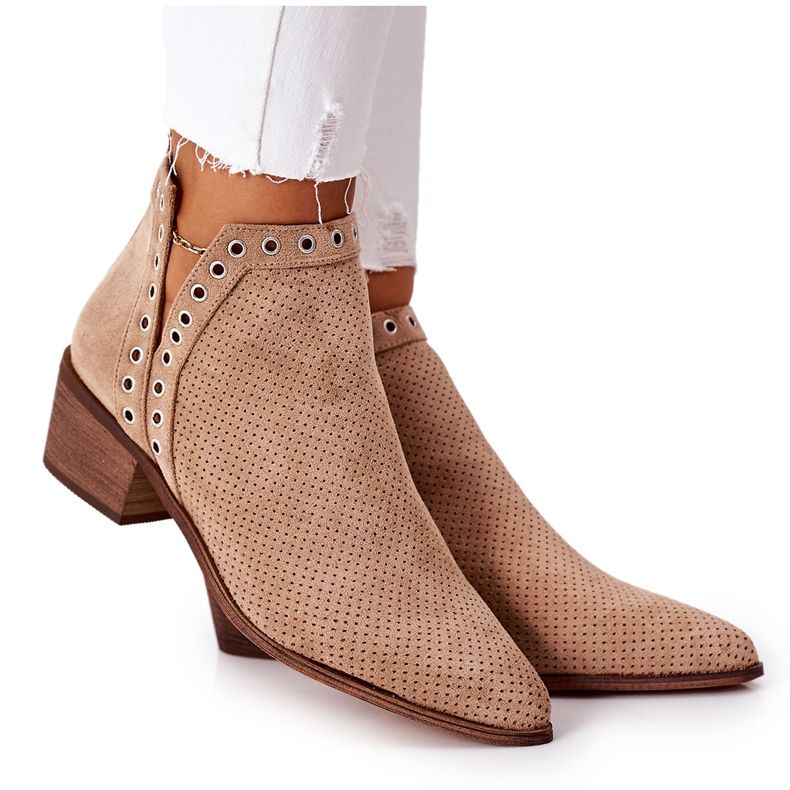 Botas Openwork Com Recortes Beige Western bege