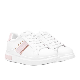 Tênis branco e rosa com tachas Sashell Tênis branco e rosa com tachas Sashell
