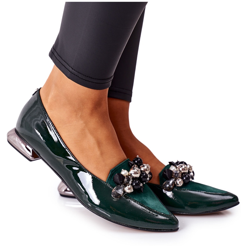 Bailarinas femininas Laura Messi Couro Verde 2157