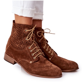 Alberto Violli Botas de camurça com padrão perfurado marrom Josie
