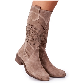 Alberto Violli Botas de camurça com padrão cappuccino Sierra Openwork castanho Alberto Violli Botas de camurça com padrão cappuccino Sierra Openwork castanho