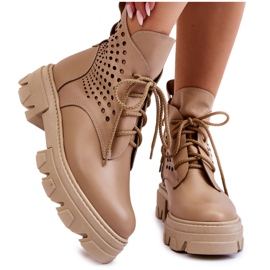 Alberto Violli Trabalhadores de couro com padrão aberturas bege Abilene