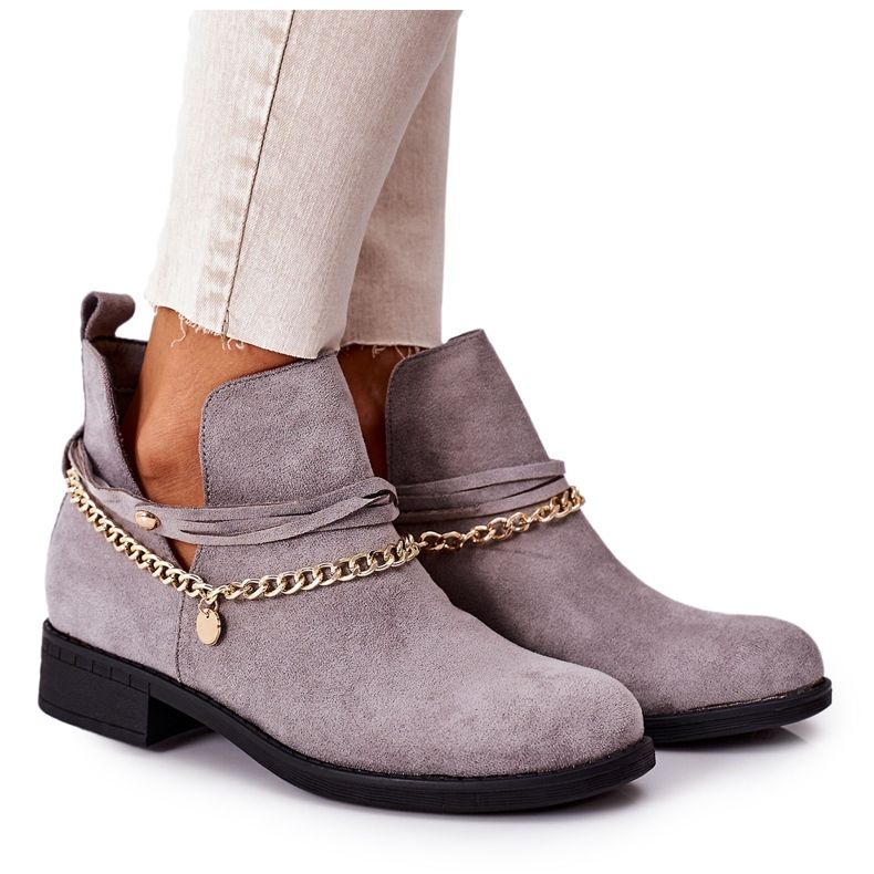 PS1 Botas de camurça com corrente Grey Elvira cinza