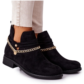 PS1 Botas pretas de camurça elvira com corrente preto