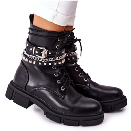 Botas de trabalhador pretas com fivela de grosstick preto Botas de trabalhador pretas com fivela de grosstick preto