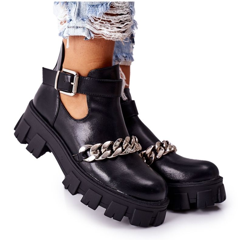 PS1 Botas de tormento pretas com corrente preto