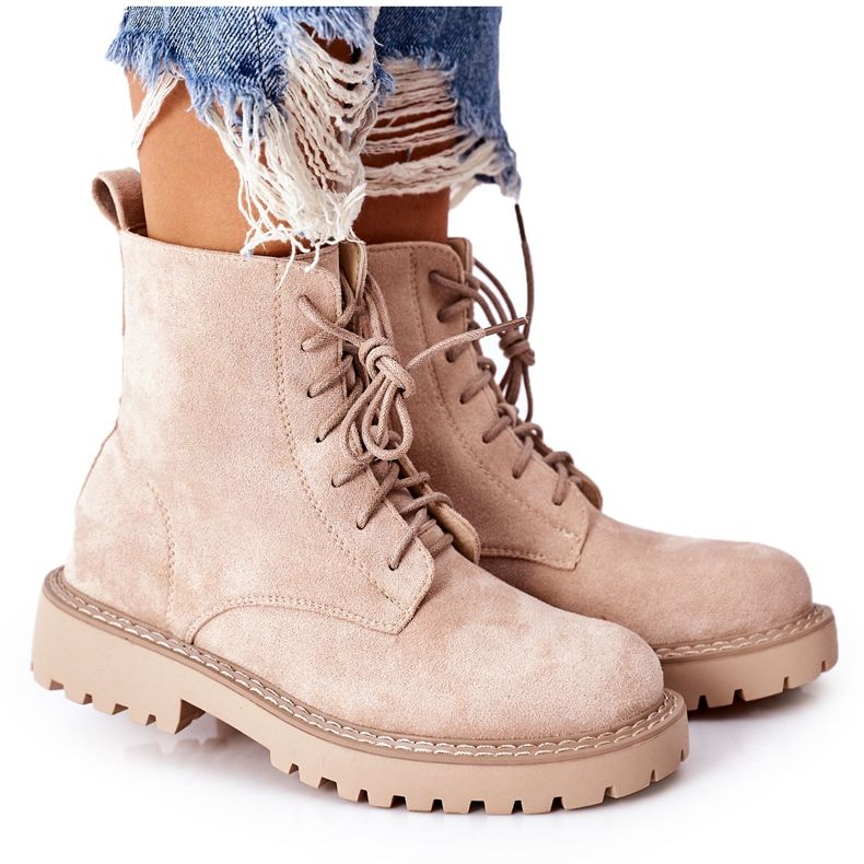 PS1 Botas de camurça com zíper bege belados PS1 Botas de camurça com zíper bege belados