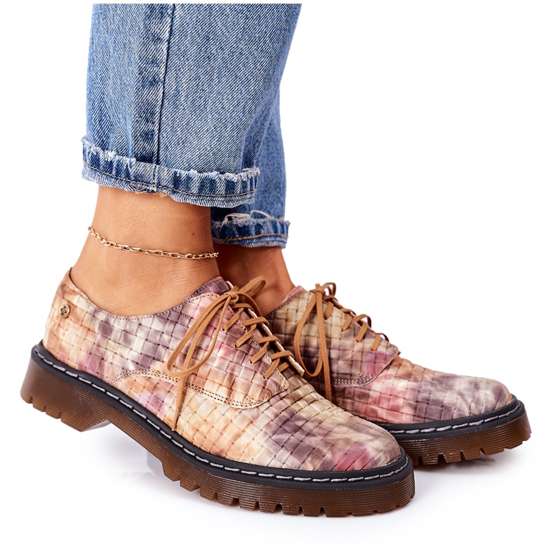 Sapatos femininos Oxfords de couro Maciejka 04087-46 Multicolor multicolorido