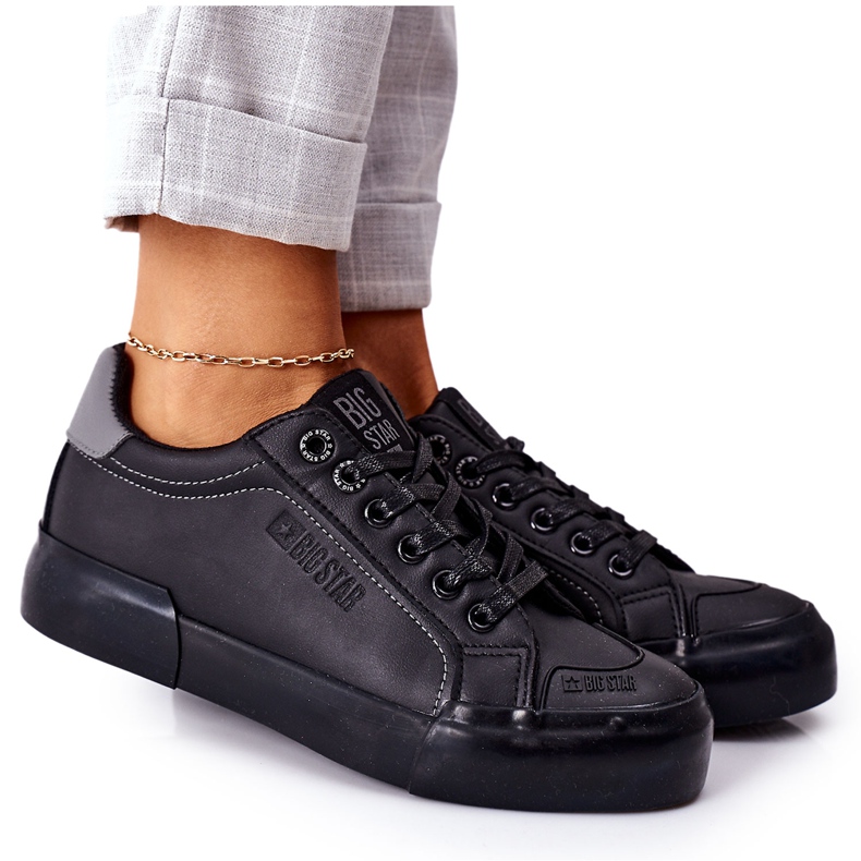 Tênis feminino de couro Big Star II274029 preto