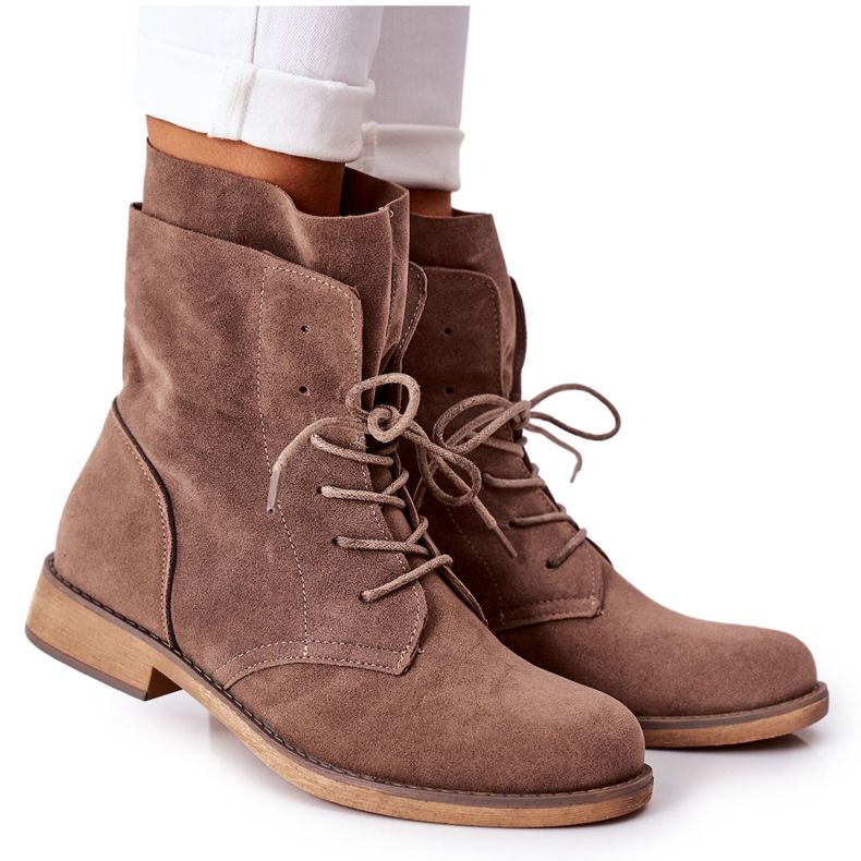 PS1 Botas com parte superior dupla marrom claro Violetta castanho cáqui