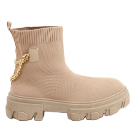 Botas de meia com corrente JX81P Khaki bege cáqui Botas de meia com corrente JX81P Khaki bege cáqui