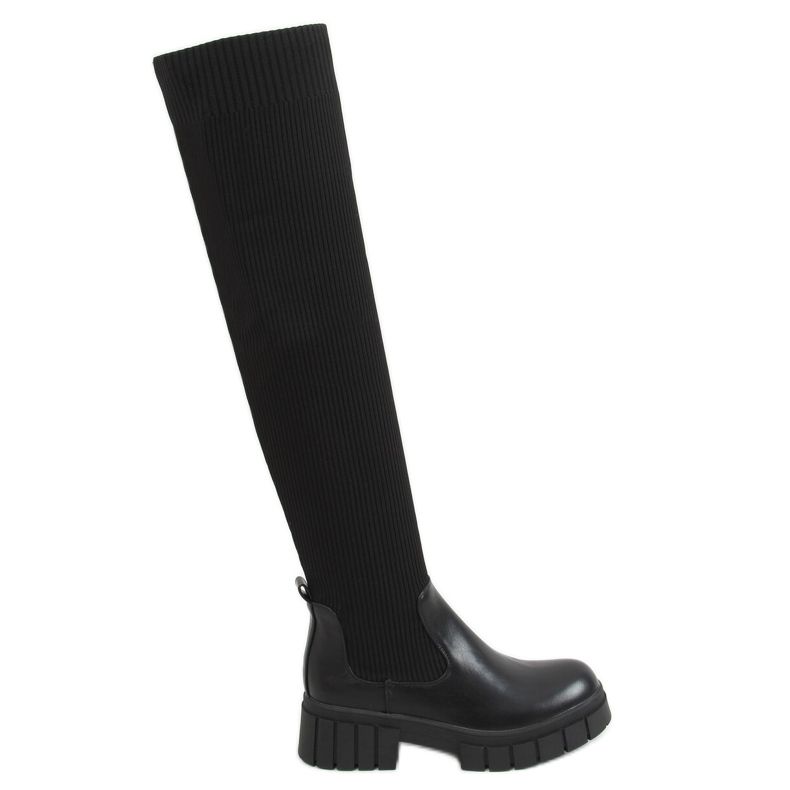 Botas acima do joelho com cano alto preto QT12 Preta Botas acima do joelho com cano alto preto QT12 Preta