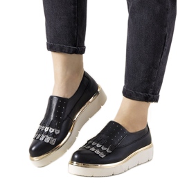 Sapatos prateados deslizantes com tachas GF-FD9 preto