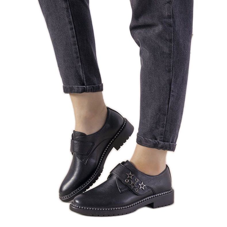 Sapatos prateados deslizantes com tachas GF-FD9 preto Sapatos prateados deslizantes com tachas GF-FD9 preto