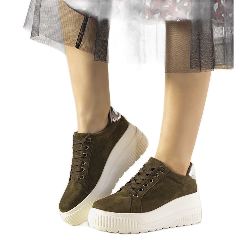 Tênis esportivos de salto alto verdes da Rapter