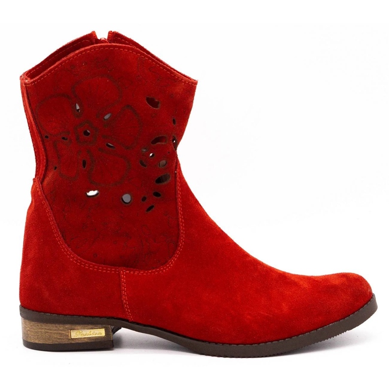 Olivier Botas Jess vermelhas com bordados confortáveis vermelho