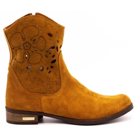 Olivier Botas Jess vermelhas com bordados confortáveis marrom