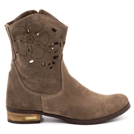 Olivier Botas Jess marrons com bordados confortáveis marrom