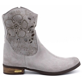 Olivier Botas Jess confortáveis ​​cinza claro com orifícios