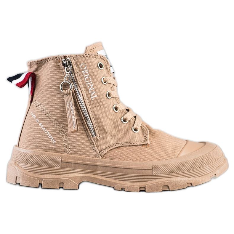 Goodin Tênis Com Zíper Decorativo bege