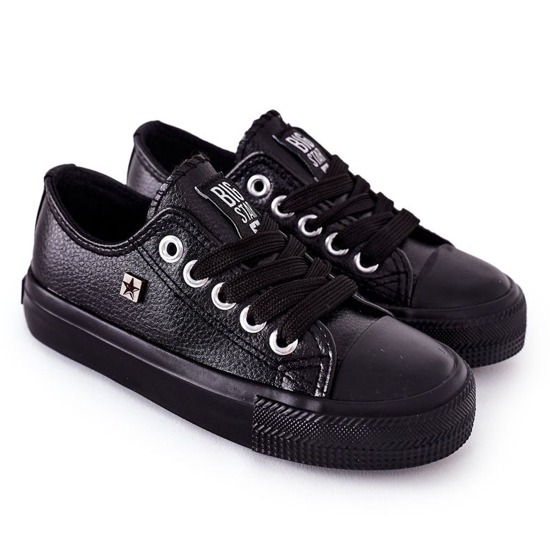 Tênis de couro infantil Big Star FF374304 preto