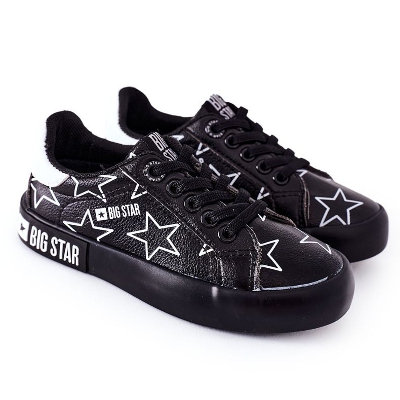 Tênis de couro infantil Big Star II374002 preto