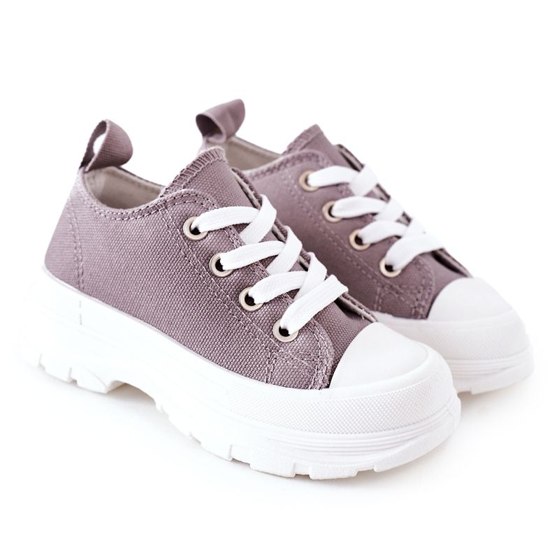 Tênis infantil na plataforma cinza Tempo de viagem