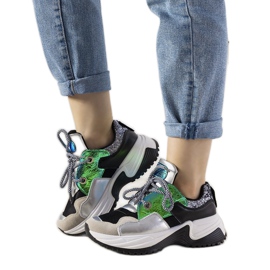 Tênis prateado com sola alta primavera preto prata