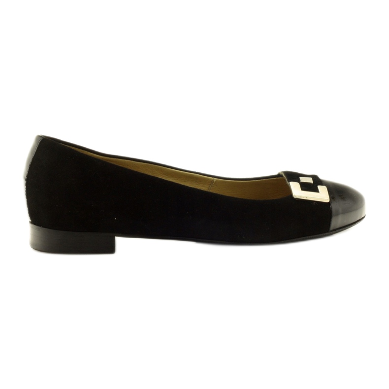Ballerinas de couro feminino com decoração 1587 Edeo Black preto