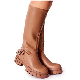 Botas marrons desmontáveis ​​com corrente marrom