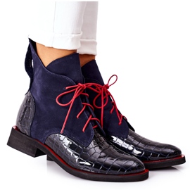 Alberto Violli Botas de couro com estampa de jacaré azul marinho Bruselle vermelho azul-marinho