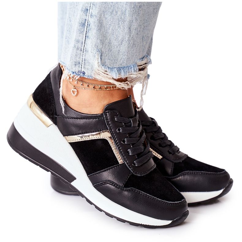 S.Barski Tênis feminino de couro preto branco manitoba